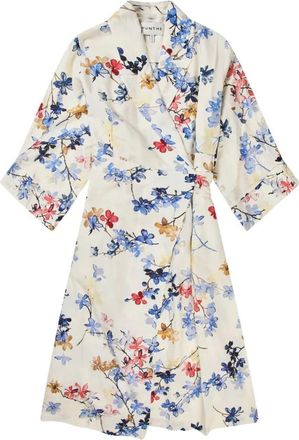 Munthe Kleedjes, Dames, Veelkleurig, S, Bloemenwikkeljurk met tailleband