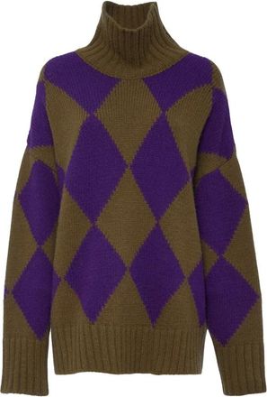 La DoubleJ Cozy Alpaca Argyle Trui - Dames - Coltruien - Paars - XL - Polyester - Truien & Vesten
