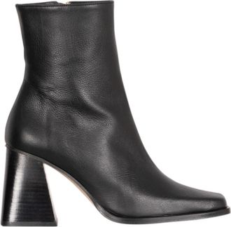 Alohas Bicolor Leren Laars - Steen Beige Zwart - Dames - Laarzen met Hak - Zwart - 36 EU - Leer - Schoenen