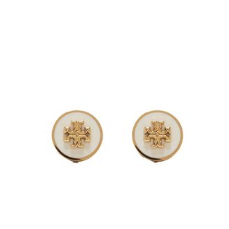 Tory Burch Pendientes de bot&oacute;n circulares Icon Enamel - Accessories - Mujer - Blanco - ONE SIZE