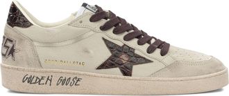Golden Goose BALL-STAR SNEAKERS IN LEATHER WITH CROCODILE INSERTS - Golden Goose Deluxe Brand - Man