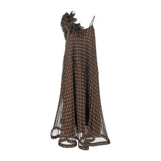 P.A.R.O.S.H. Party Dresses, female, Brown, Size: XS Chiffon Stampa Pois Dress