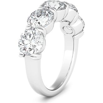 HauteCarat 5-Stone Lab Created Diamond Anniversary Ring in White Gold at Nordstrom, Size 6.5