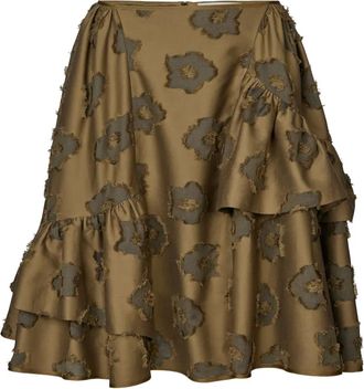 Cecilie Bahnsen Gonna a strati con ricamo - Verde