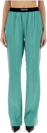 Tom Ford Pantaloni a gamba larga a vita alta - - Trousers - Donna - Verde - L