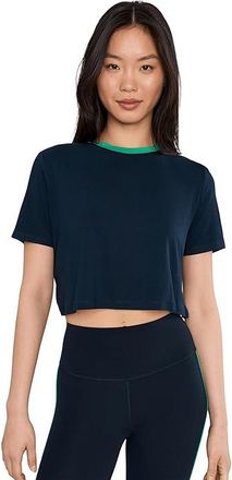 SPLITS59 Djuna Crop Ringer Womens Clothing Indigo/Spearmint : XS, Elastane