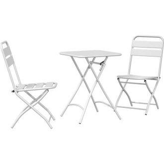 vidaXL Conjunto Bistro 3 Pcs Blanco Acero Vidaxl