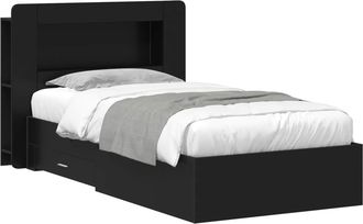 vidaXL Estructura De Cama Con Almacenamiento Negro 75 X 190 Cm Vidaxl