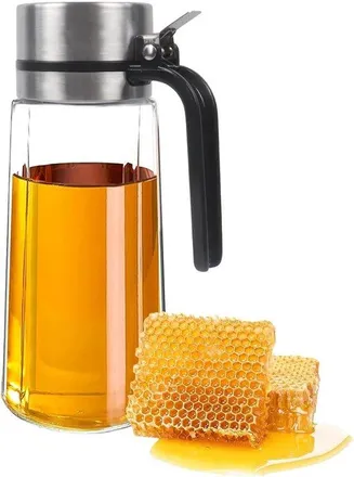 OEM Dispensador De Vidrio De 650 Ml Para Miel Con Boquilla Vertedora De Acero Inoxidable Y Tapa Antigoteo, Ideal Para La Cocina Y La Cafeter&iacute;a
