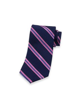 Paul Fredrick Patterned Woven Silk Tie in Navy/pink at Nordstrom