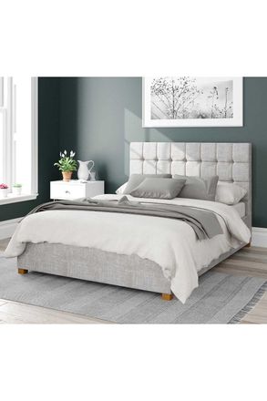 Aspire Home Accents Sinatra Upholstered Ottoman Storage Bed, Pure Pastel Cotton Fabric in Grey | Size: Super King