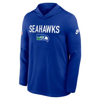 Nike Seattle Seahawks Pass Accuracy Nike Mens Dri-FIT NFL Long-Sleeve Hooded Top in Blue | 03B94DAQ78-D60