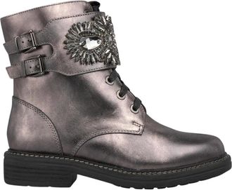 Alma En Pena Enkellaars met Strass - Dames - Veterlaarzen - Grijs - 37 EU - Leer - Schoenen