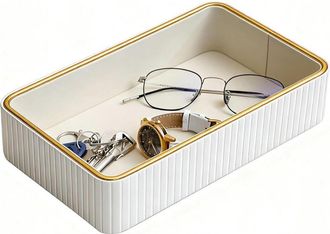 OEM Plateau Decorativo - Plateau Rangement Similicuir Blanco 23 X 15 X 5 Cm Para C&oacute;moda Mesa De Noche Entrada 1 Unidad