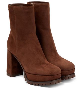 Gianvito Rossi Stivaletti Harlem in suede con plateau