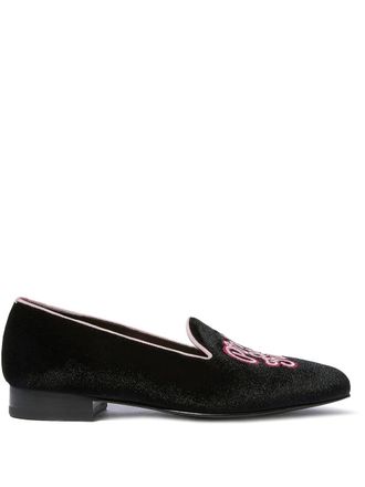 Scarosso Brian Atwood Nolita slippers - men - Leather/Velvet/Calf Leather - 40 1/2 - Black