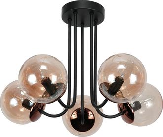 OEM L&aacute;mpara De Techo Colgante Negra Con Pantalla De Cristal &Aacute;mbar 15-200 Gosti