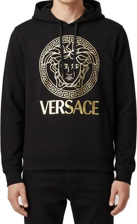 Versace Mens Black Cotton Hoodie Clothing