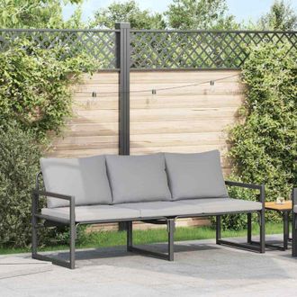 vidaXL Muebles De Jard&iacute;n Con Coj&iacute;n Otro Negro 180 X 72.5 X 71 Cm Acero Vidaxl