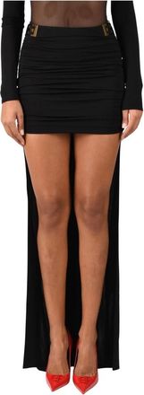 Elisabetta Franchi Gonna in jersey cr&ecirc;pe con logo gioiello - - Skirts - Donna - Nero - XL