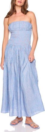 Susana Monaco Smocked Waist Strapless Maxi Dress in Sailor at Nordstrom, Size X-Large