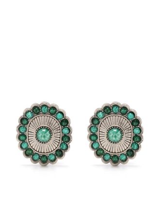Roberto Cavalli gemstone shield cip-on earrings - women - Metal/glass - One Size - Silver
