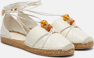 Jimmy Choo London Lemi beaded leather espadrilles