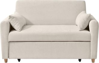 VENTE-UNIQUE.COM Sof&aacute; cama terciopelo 2 plazas beige 140x87cm