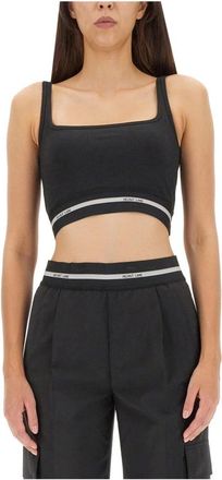 Helmut Lang Logo Bra Top - Dames - Tops zonder mouwen - Zwart - XS - Katoen - Tops