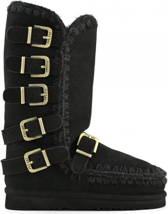 Mou Eskimo 40 Buckle Straps - Dames - Winterlaarzen - Zwart - 37 EU - Wol - Schoenen