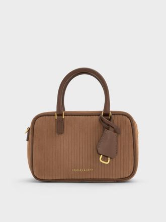 Charles & Keith Mini Sianna Corduroy Bowling Bag