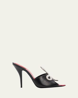 Valentino Garavani 105mm Strass Snake Leather Mule Pumps
