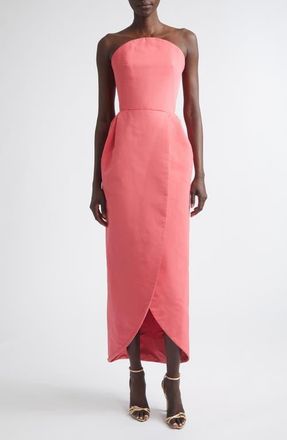 Oscar De La Renta Strapless Faille Gown in Guava at Nordstrom, Size 10