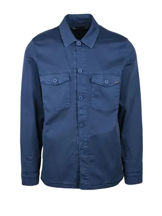 40weft Blue Cotton-Blend Utility Shirt