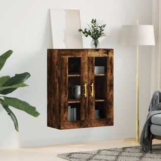 Berkfield Home Wall Mounted Cabinet Smoked Oak 69.5x34x90 cm in Brown