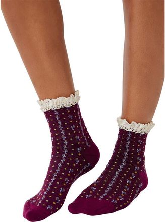 Free People Rosebud Waffle Knit Ankle Socks in Dahlia at Nordstrom