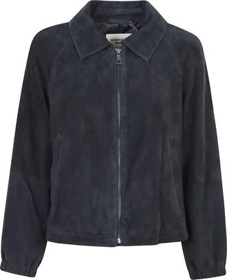 Max Mara Zuppa Leren Jas - Dames - Leren en Su&egrave;de Jassen - Blauw - S - Leer - Jassen