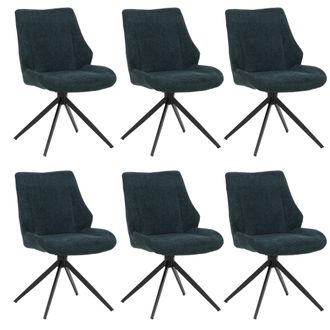 Hhg [nunca Usado] Juego De 6 Sillas De Comedor Hhg-026, Silla De Cocina, Giratoria Con Retorno Autom&aacute;tico, Tela/textil Chenilla (320 G/m&sup2;) Oeko-tex, Verde