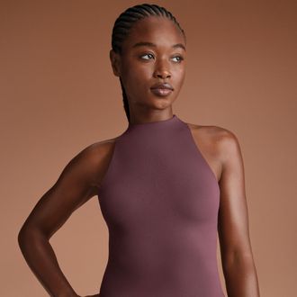 Nike Womens SKIMS Matte Mock-Neck Racerback Tank Top in Red | SLSLS8353W-CUR