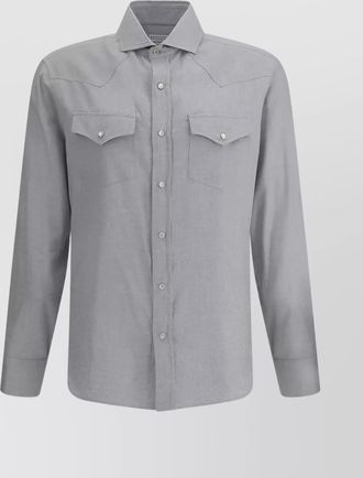Brunello Cucinelli cotton shirt with patch pockets and long sleeves
