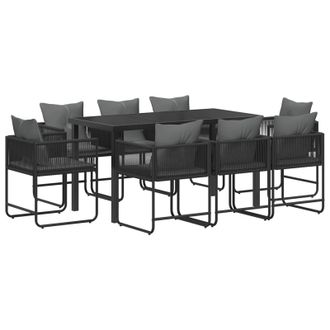 vidaXL Conjunto De Comedor De Jard&iacute;n 9 Pcs Negro Y Antracita Vidaxl