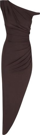 Elisabetta Franchi Jurk van cr&ecirc;pe jersey met sierband - Dames - Feestkleedjes - Bruin - L - Tule - Kleedjes