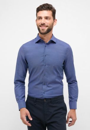 Eterna Langarmhemd ETERNA SLIM FIT, Herren, Gr. 41, Extra verl&auml;ngerter Arm, blau, 100% cotton, schmal, Manschette, Hemden Langarmhemd, NON IRON (b&uuml;gelfrei)