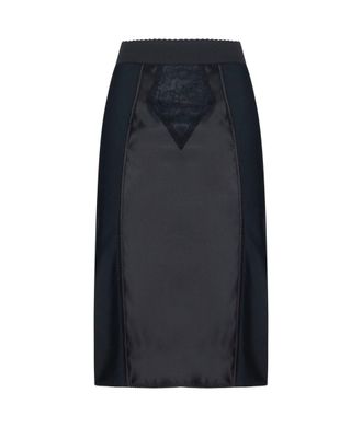 Dolce & Gabbana Black Powernet And Satin Midi Skirt Size L
