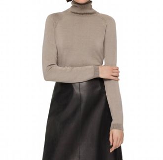 Lafayette 148 New York Raglan Sleeve T-Neck Sweater In Hickory