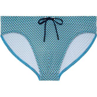 HOM Cappuccino Swim Mini Briefs in Blue Print at Nordstrom, Size Xx-Large
