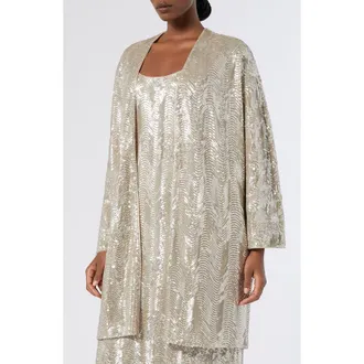 Marina Rinaldi Vetta Sequin Jacket in Beige at Nordstrom, Size 14W