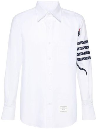 Thom Browne embroidered-snake cotton shirt - men - Polyester/Cotton - 4 - White