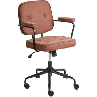 Beliani Office Chair Golden Brown Fabric Swivel Adjustable Height with Armrests Home Office Study Traditional PAWNEE