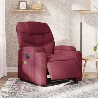 vidaXL Vidaxl - Sill&oacute;n De Masaje Reclinable El&eacute;ctrico Tela Rojo Tinto
